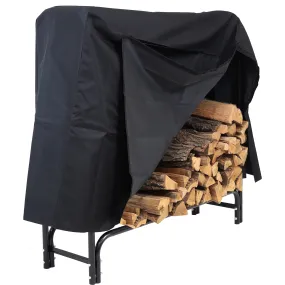 Sunnydaze Outdoor Firewood Log Rack with Cover Combo - Black