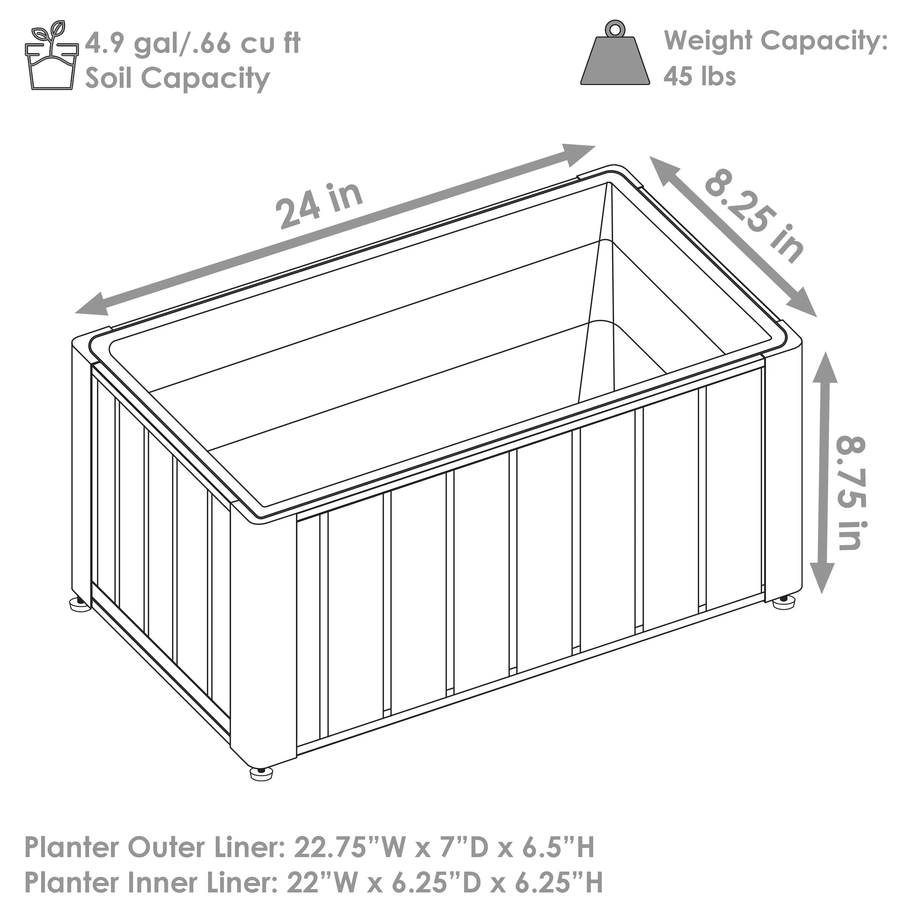 Sunnydaze Slatted Wood Planter Box with Removable Insert - 14.75” H