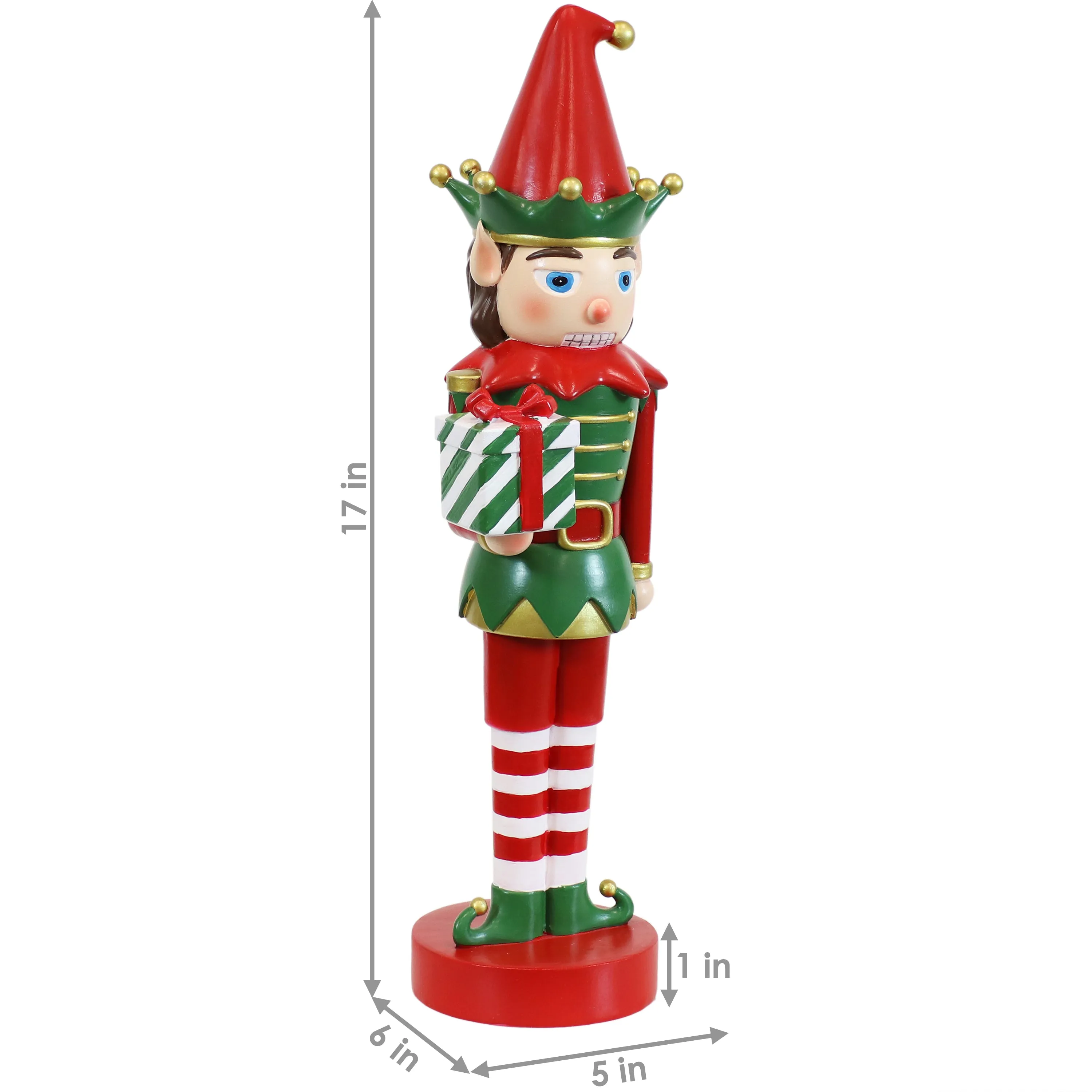 Sunnydaze Small Christmas Nutcracker Statue - Jingles the Elf - 17"