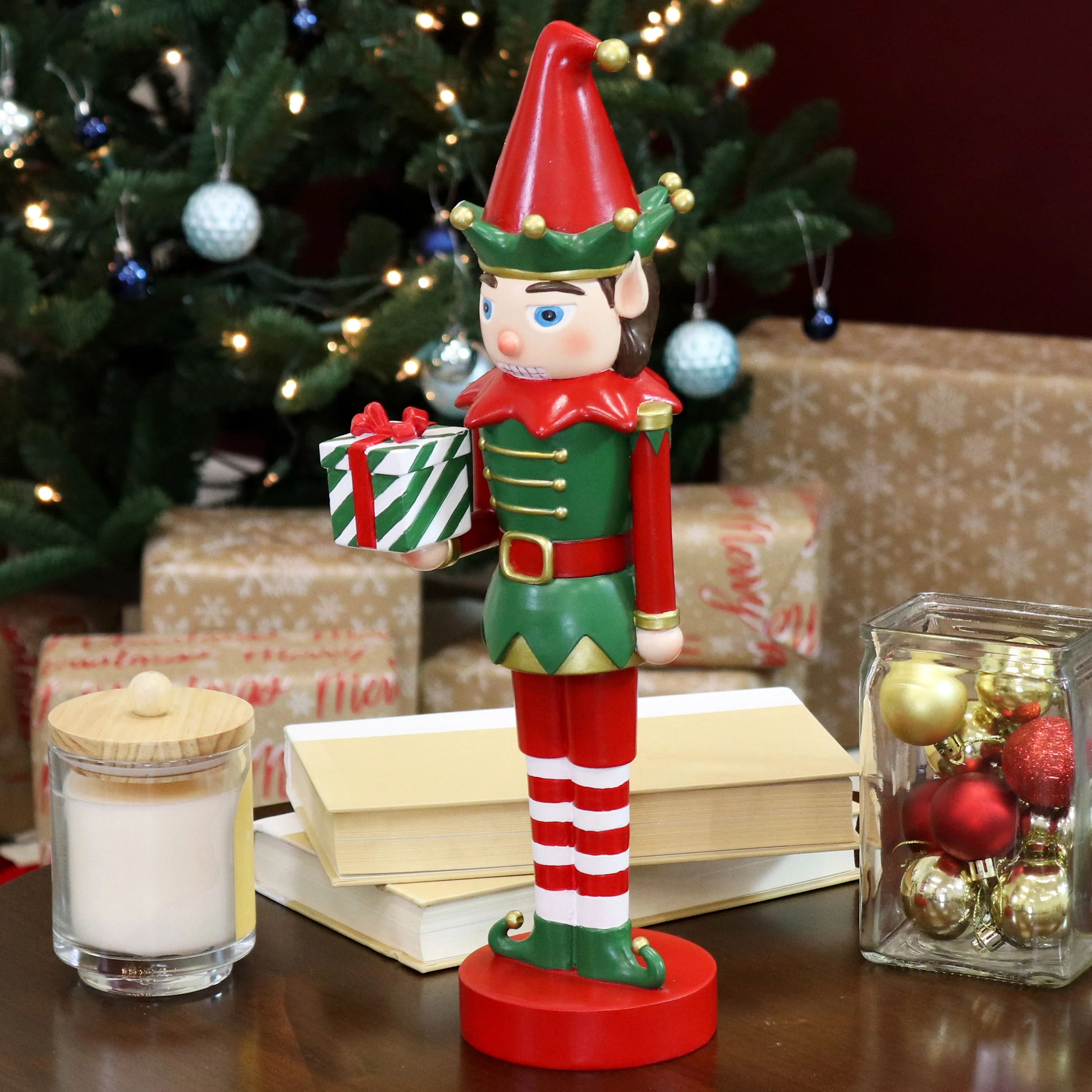 Sunnydaze Small Christmas Nutcracker Statue - Jingles the Elf - 17"