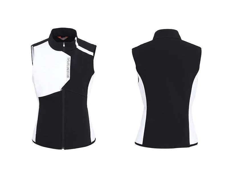 SVG Women's Black and White Vest Stand Collar Vest