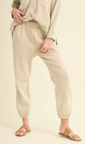 Tan Dye Washed Jogger Pants