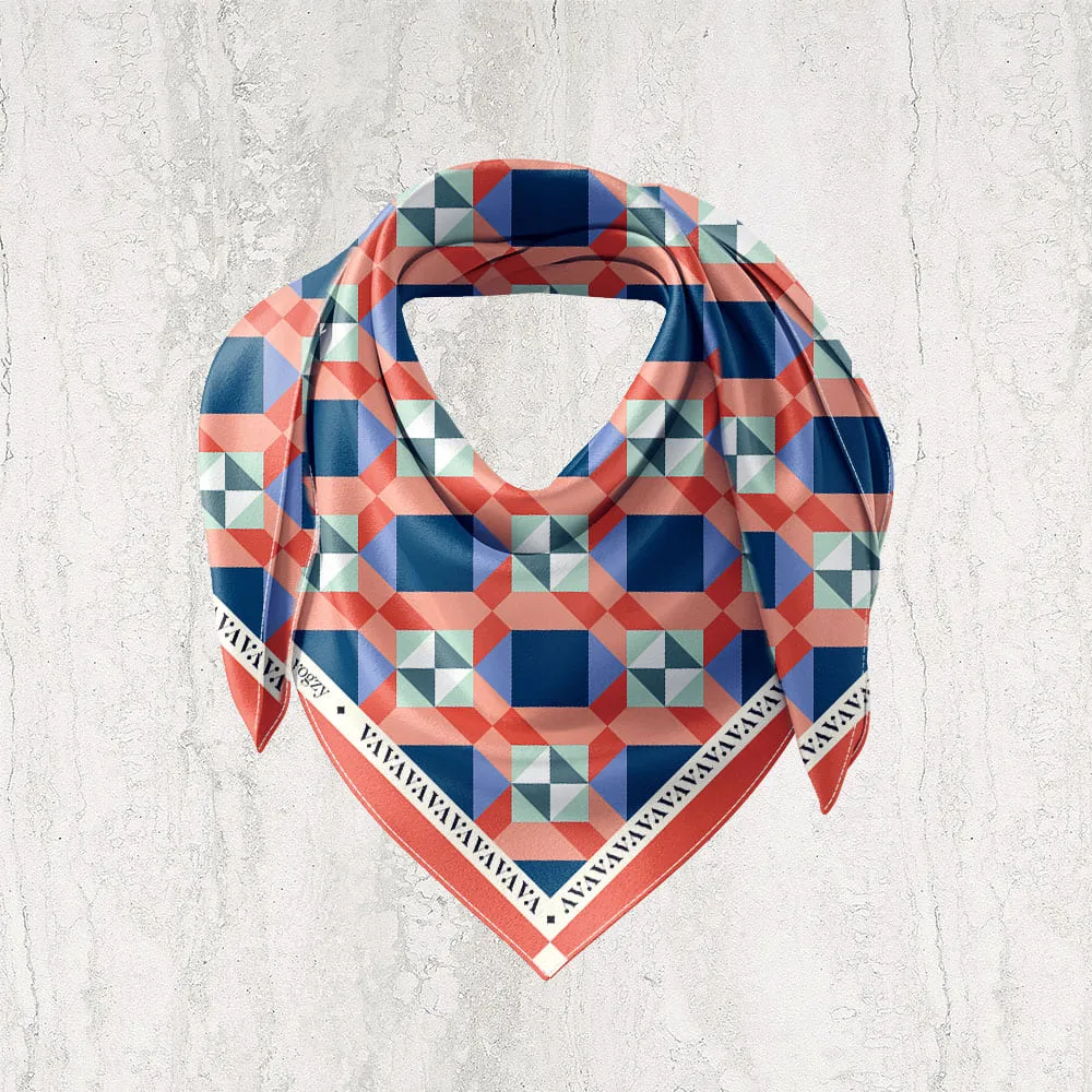 Tangerine Geometric Digital Print Ultra Muslin Scarf