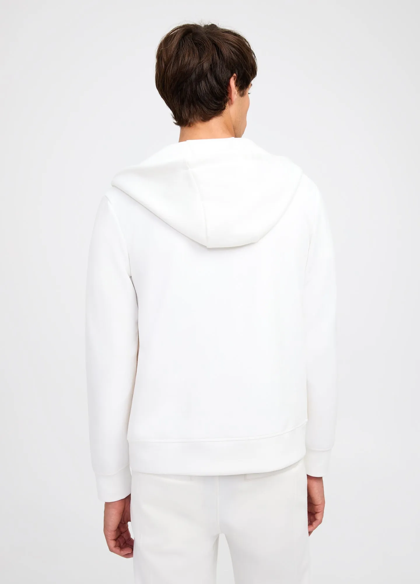 Tech Quilted Neoprene Zip Up Hoodie Ecru