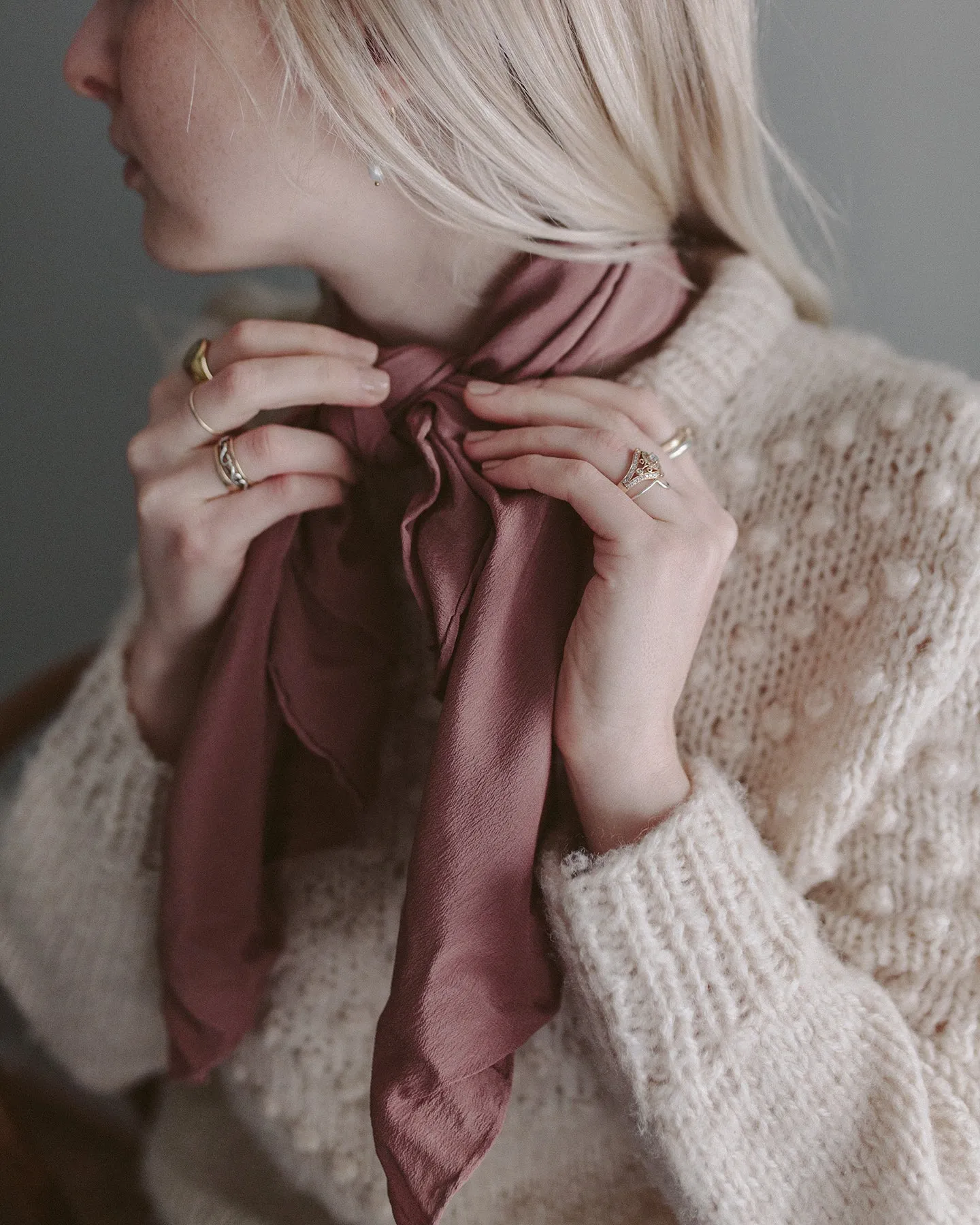 'The Classic' Washable Silk Scarf in Dusk