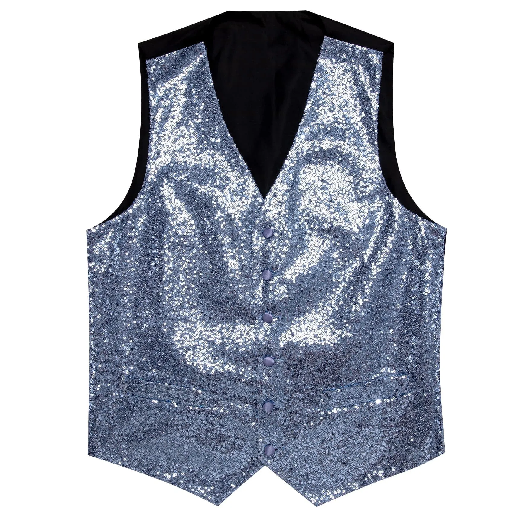 Ties2you Arctic Blue Vest Novelty Sequins Mens Vest Bow Tie Set for Party