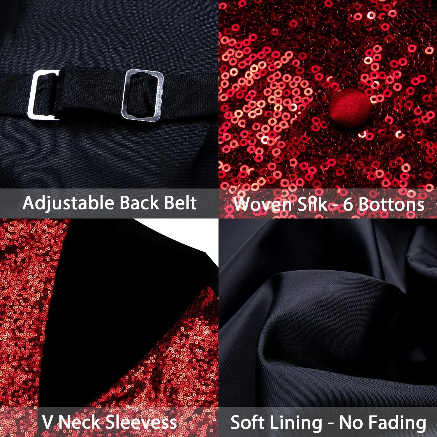 Ties2you Wedding Fire Red Sequins Silk Men's Vest And Bow Tie Set