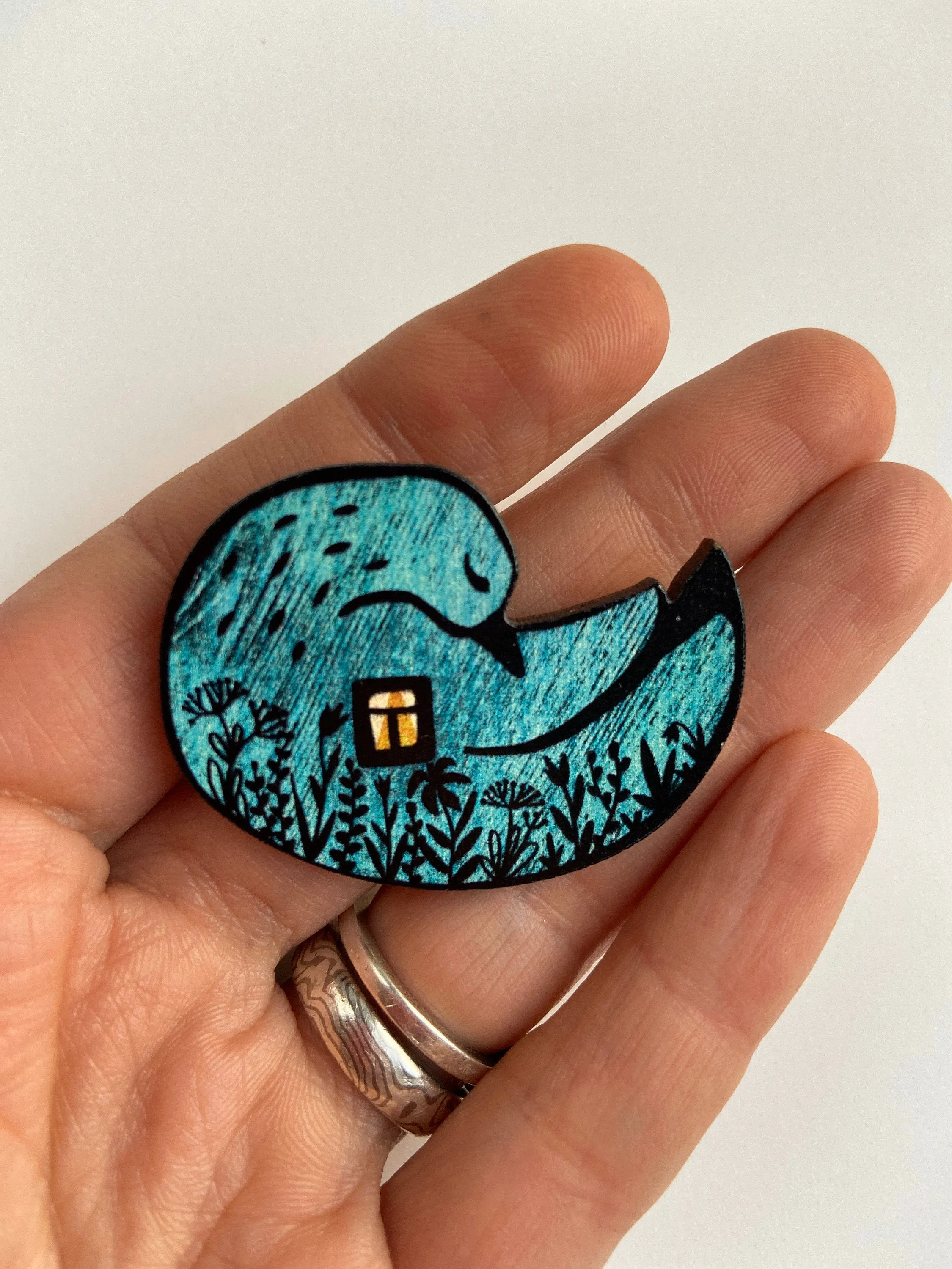 Turquoise Bird Brooch