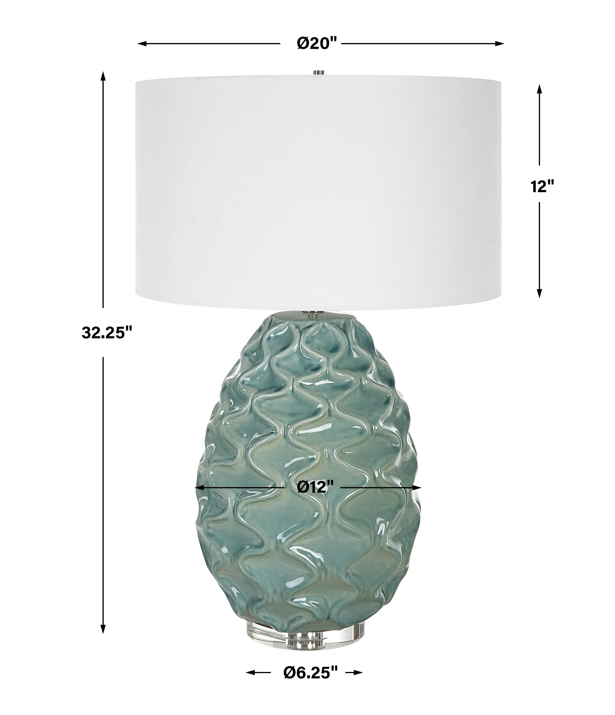 Uttermost Laced Up Sea Foam Glass Table Lamp