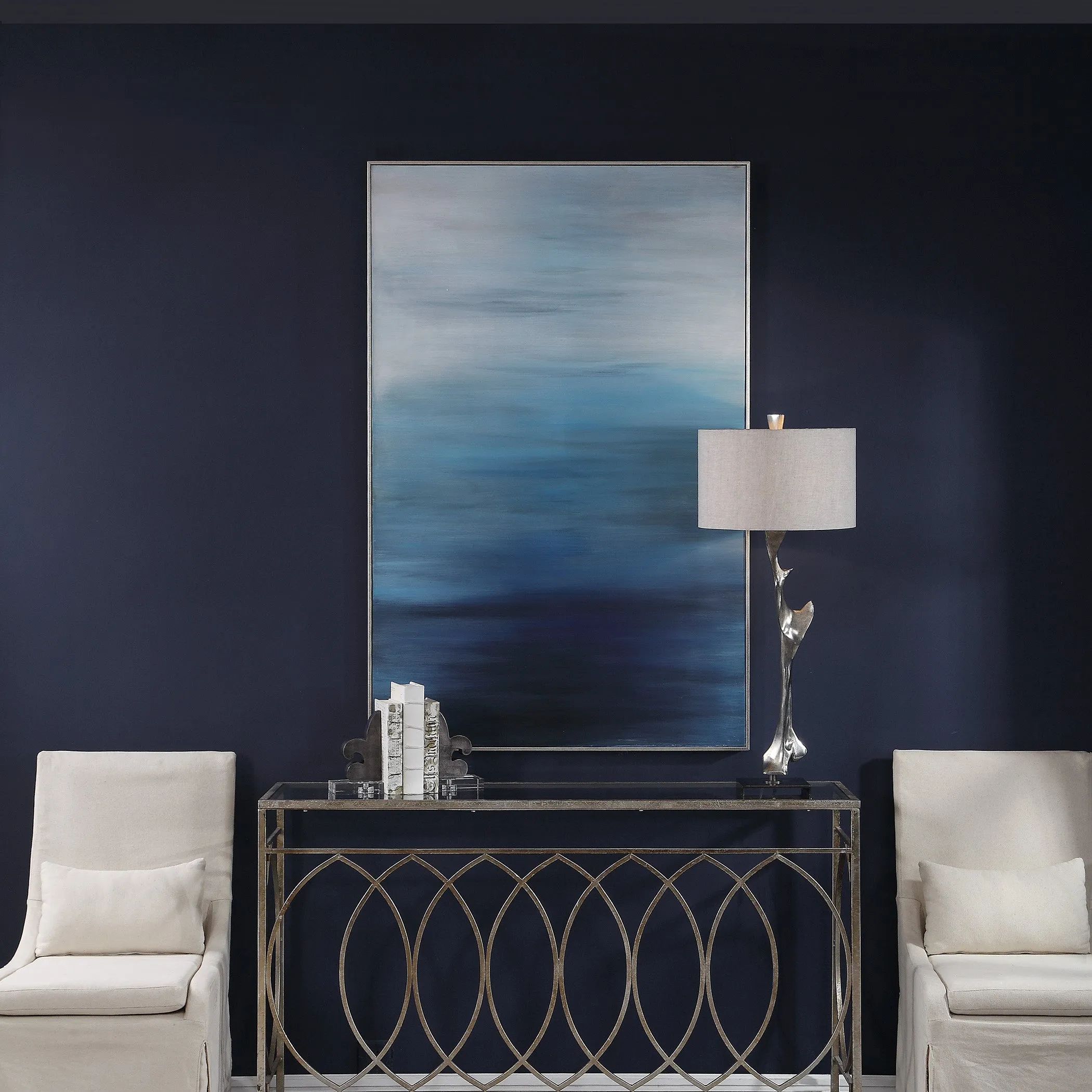 Uttermost Moonlit Sea Hand Painted Canvas