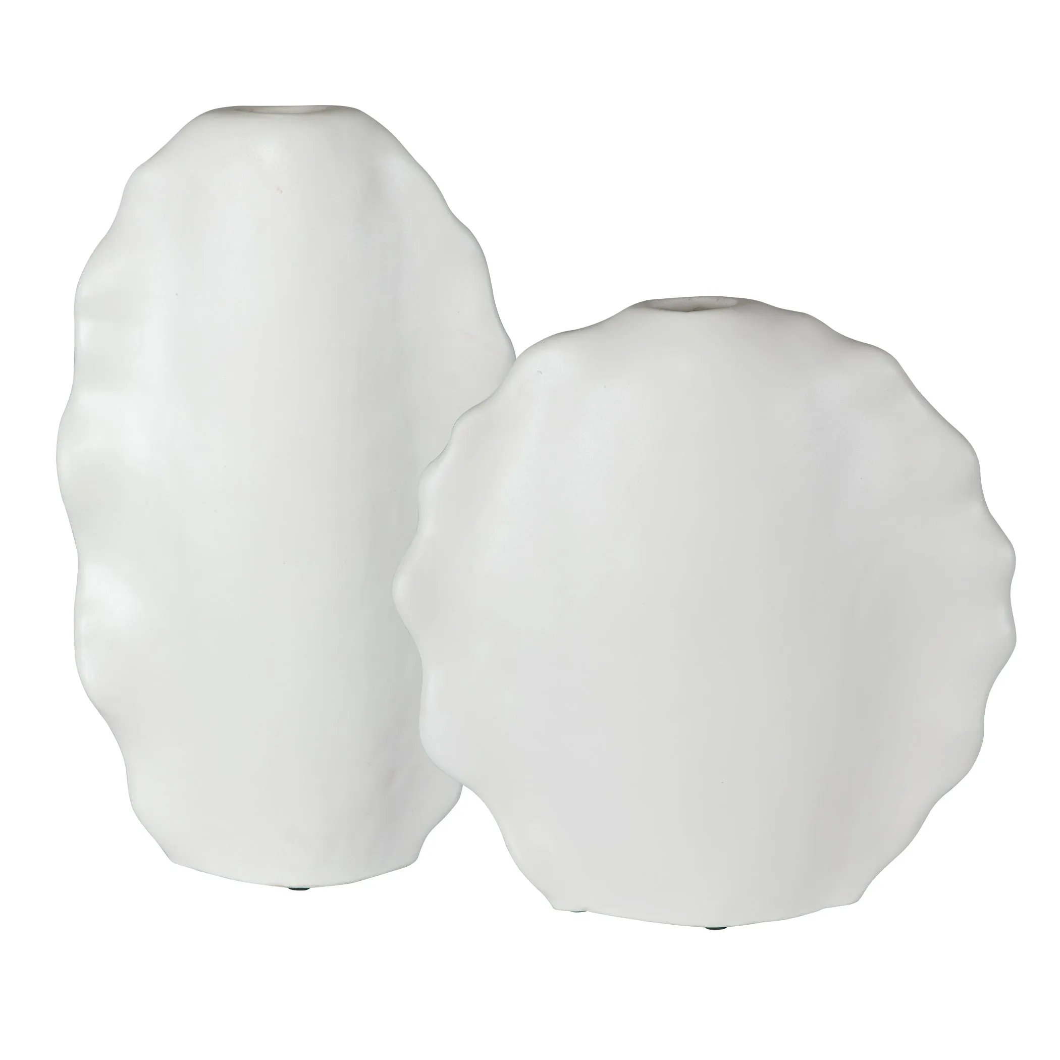 Uttermost Ruffled Feathers Modern White Vases, S/2