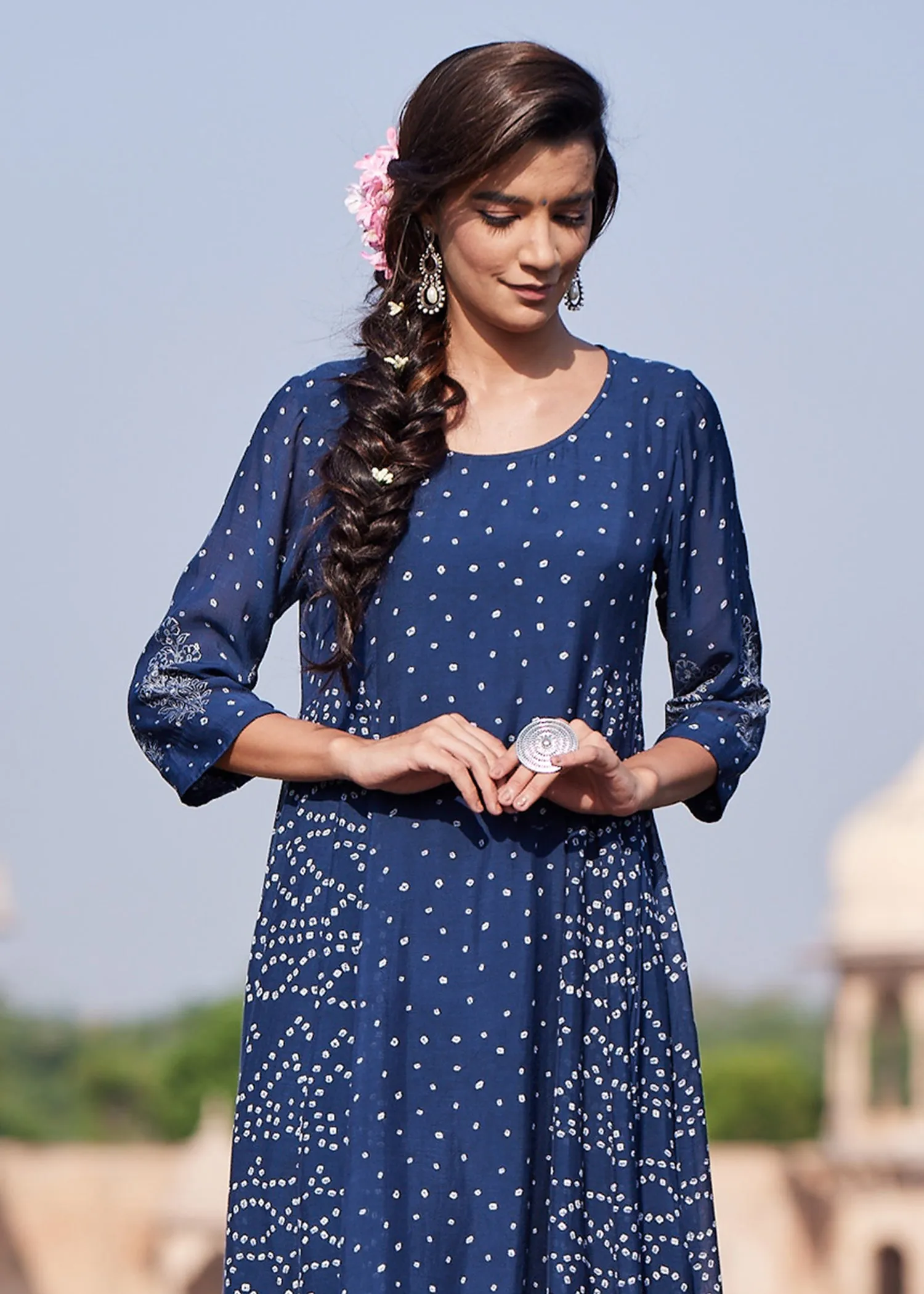 Vaayu Navy Flared Kurta