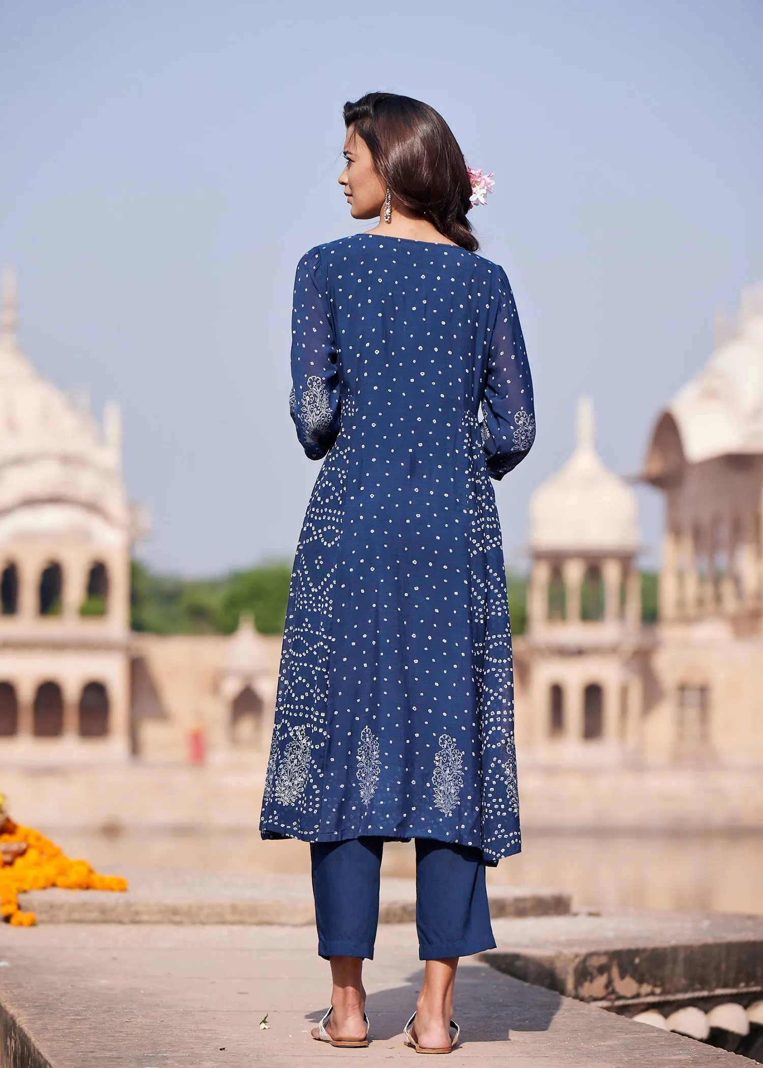 Vaayu Navy Flared Kurta