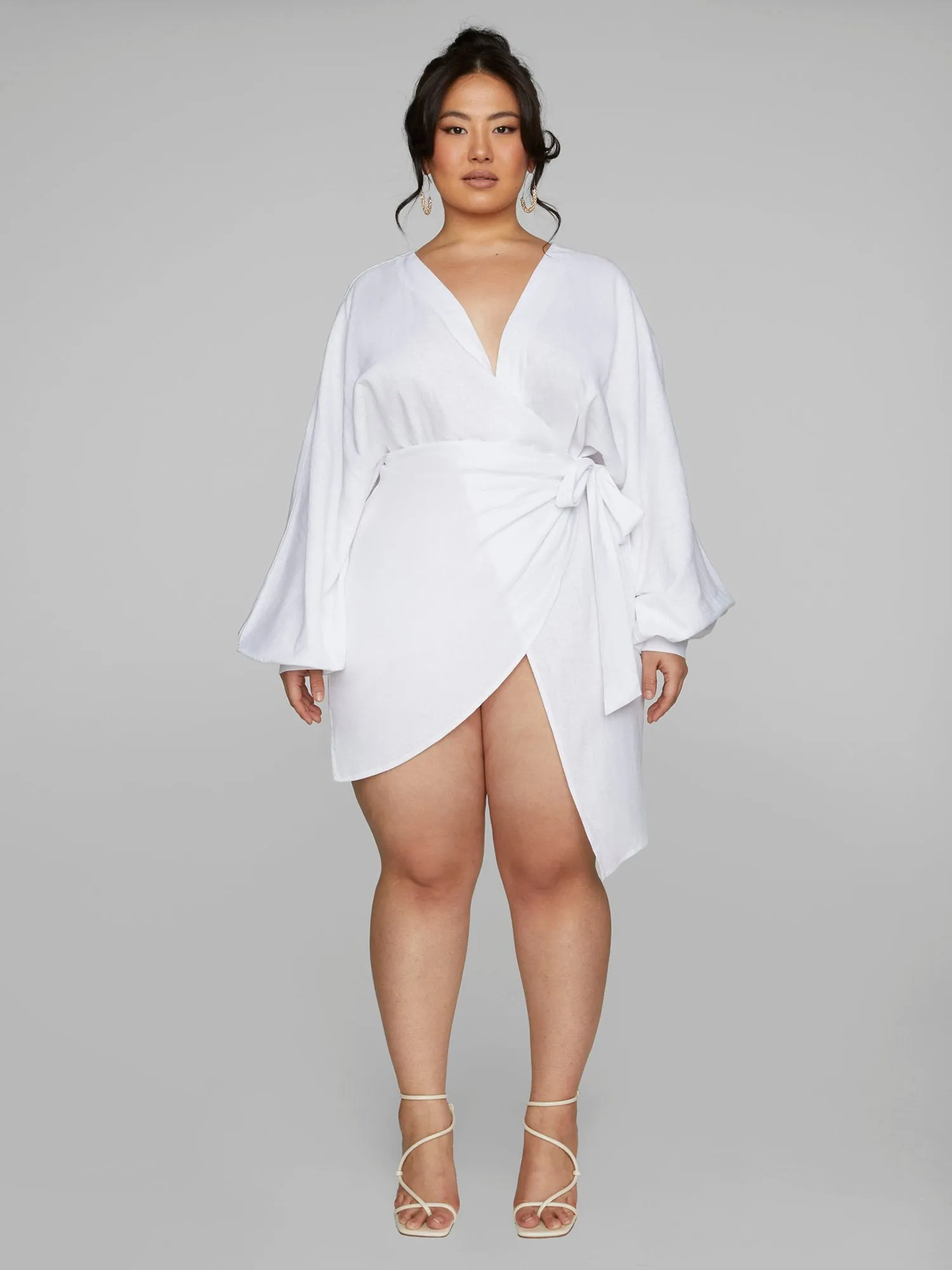 Venus Linen Wrap Mini Dress