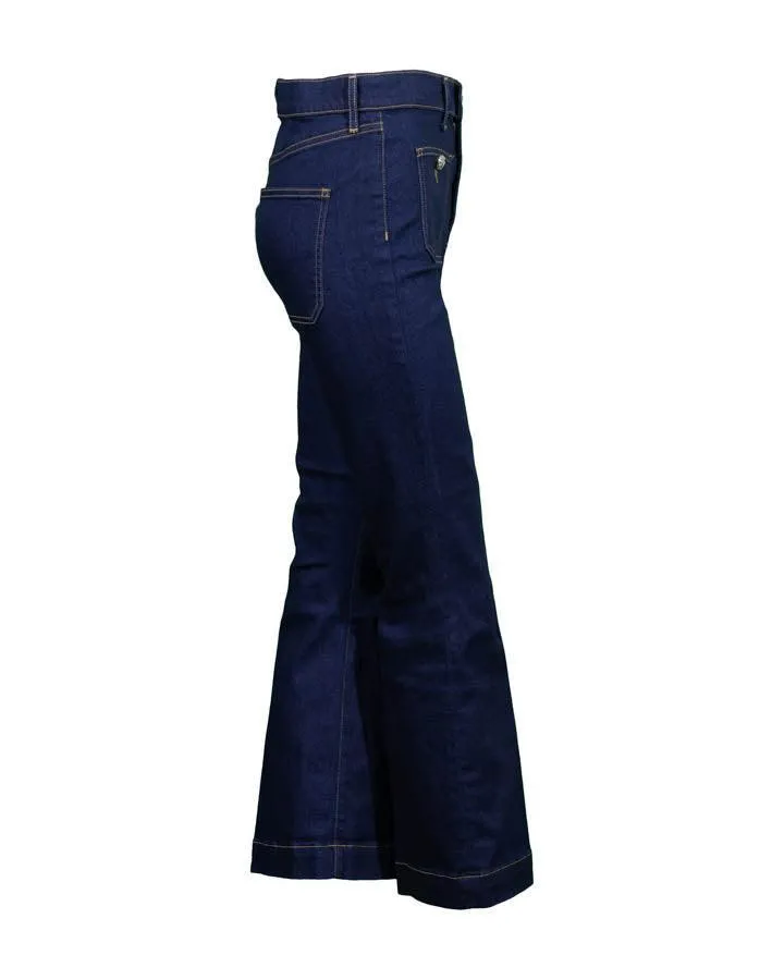 Veronica Beard Carson Button Patch Pocket Ankle Flare Jeans