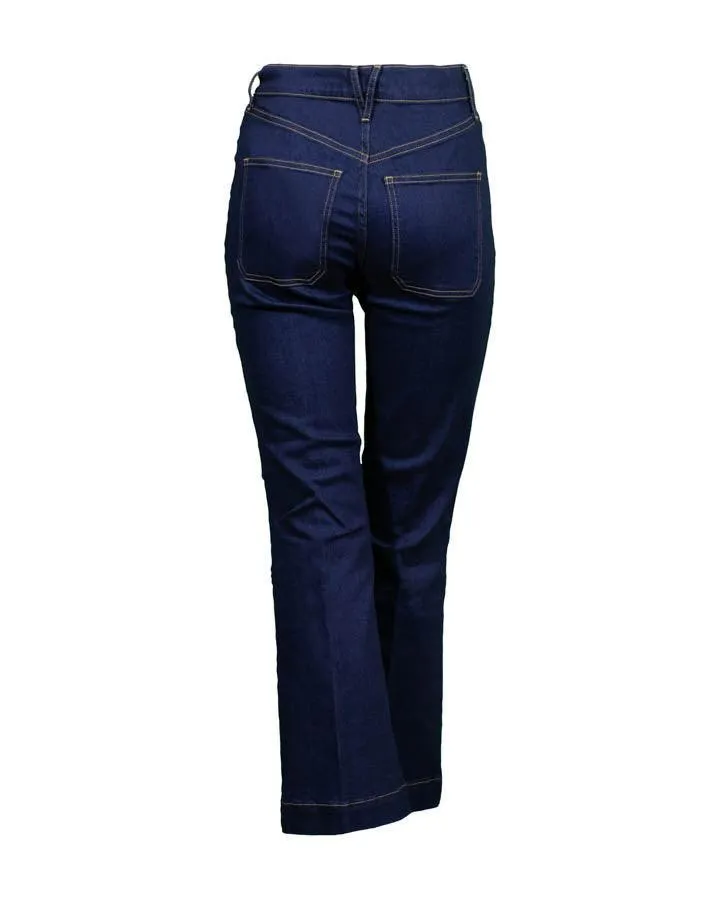 Veronica Beard Carson Button Patch Pocket Ankle Flare Jeans