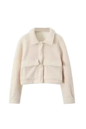 ‘Victoria’ Collared Fuzzy Short Jacket