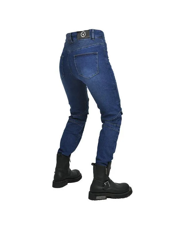 Vintage Casual Denim Stretch Motorcycle Pants