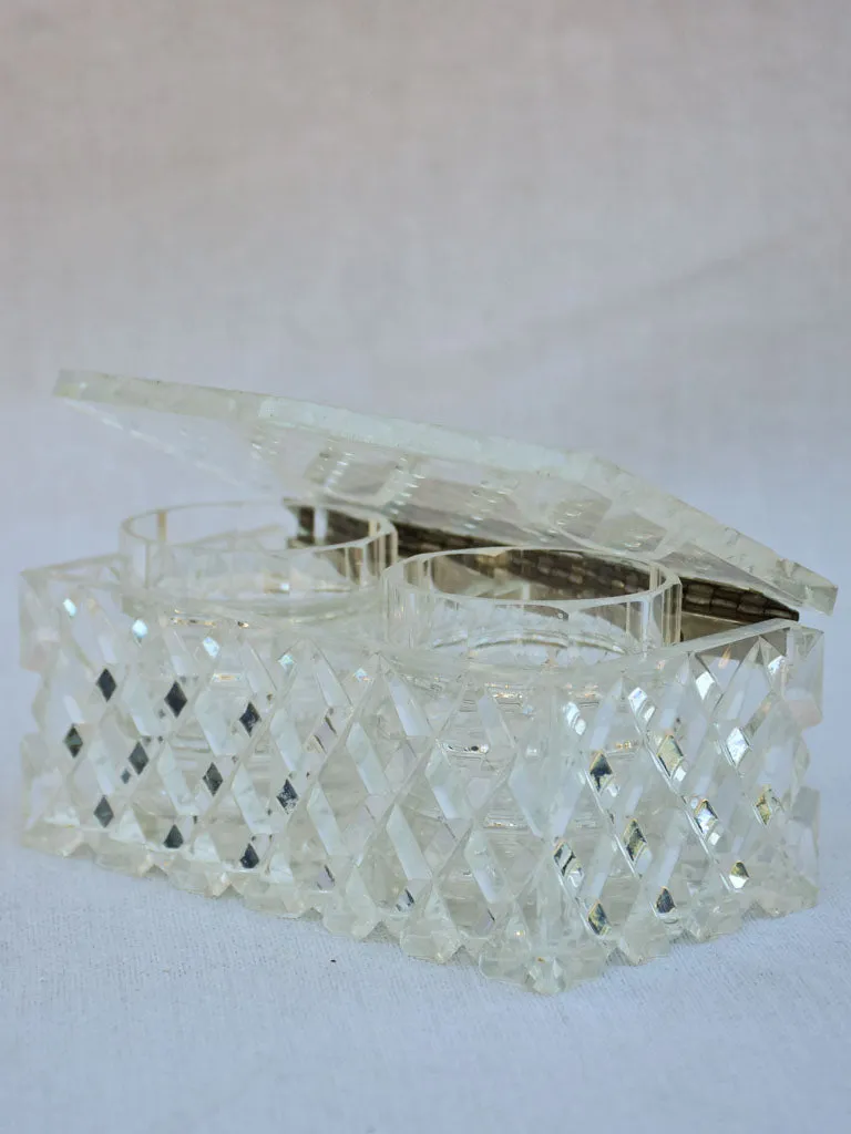 Vintage French jewelry box with two compartments - plexiglass