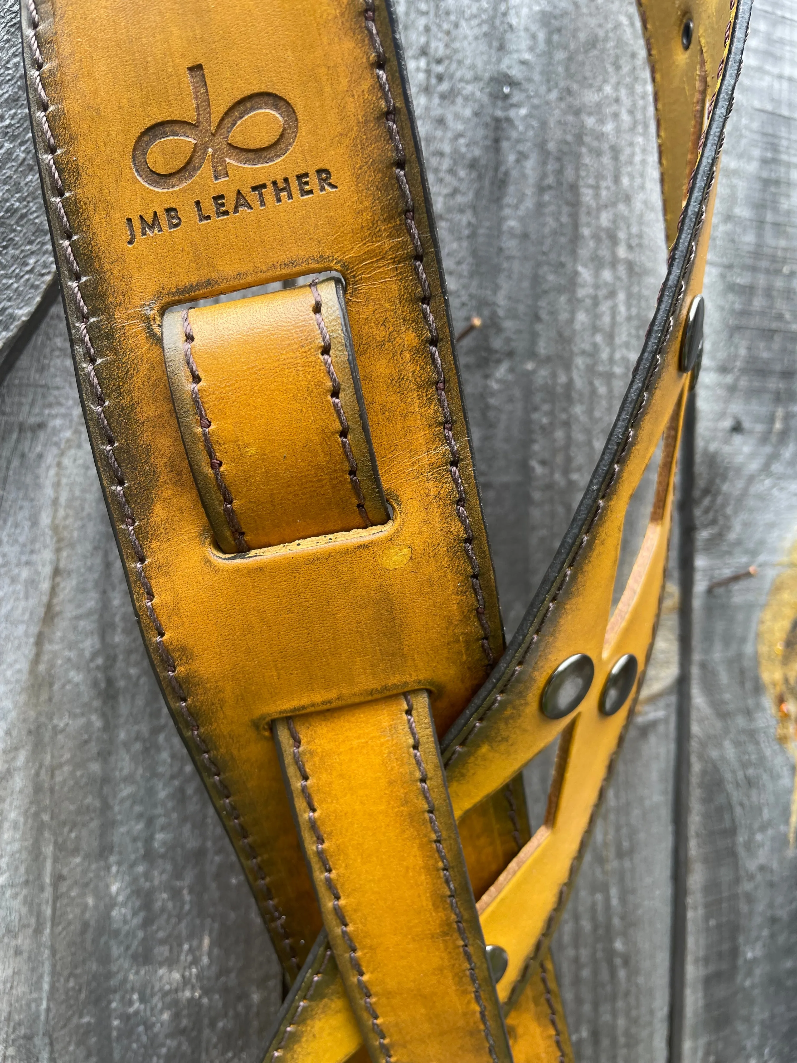 Vintage Guitar strap diamond stud Burnt Thistle