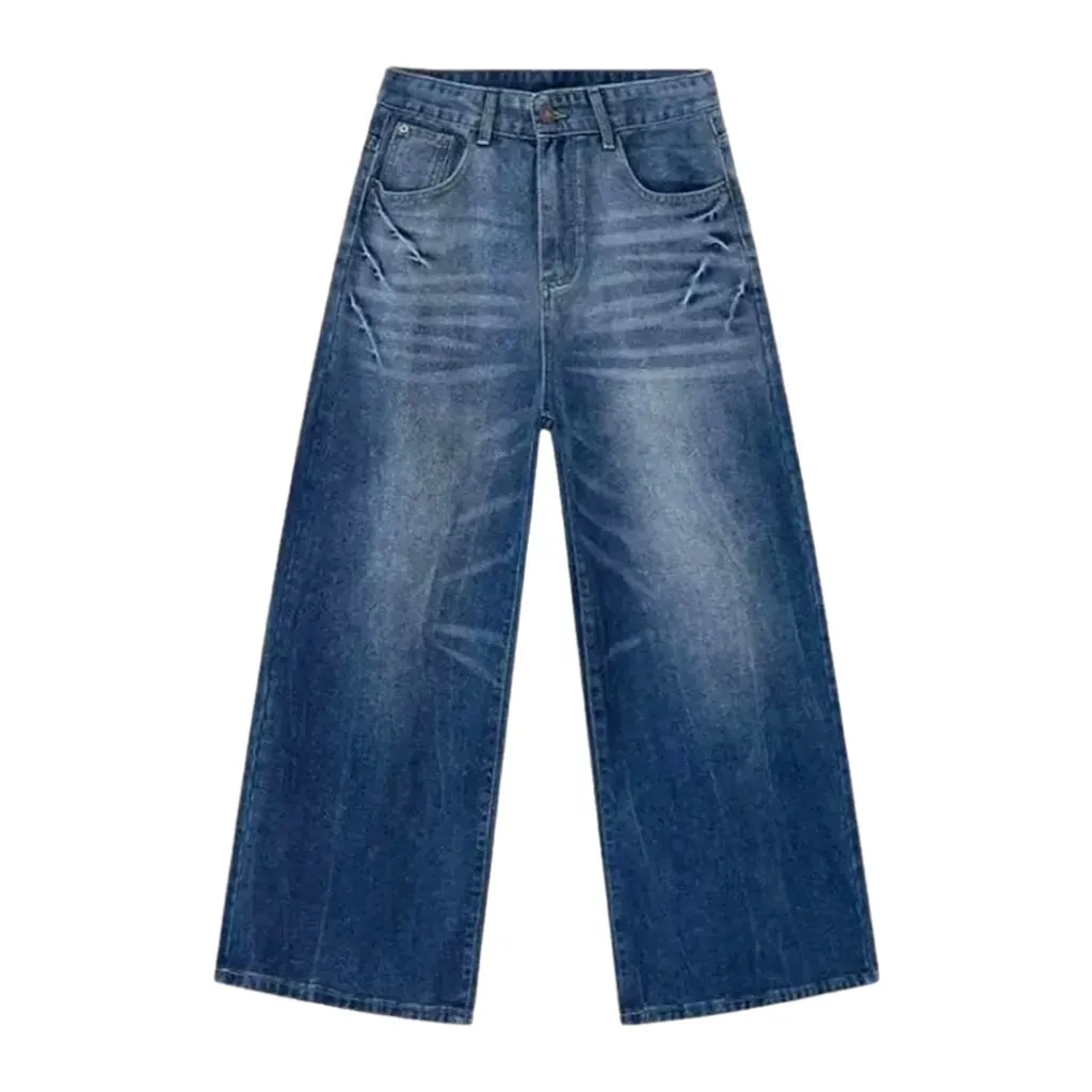 Vintage street style whiskered baggy men's jeans