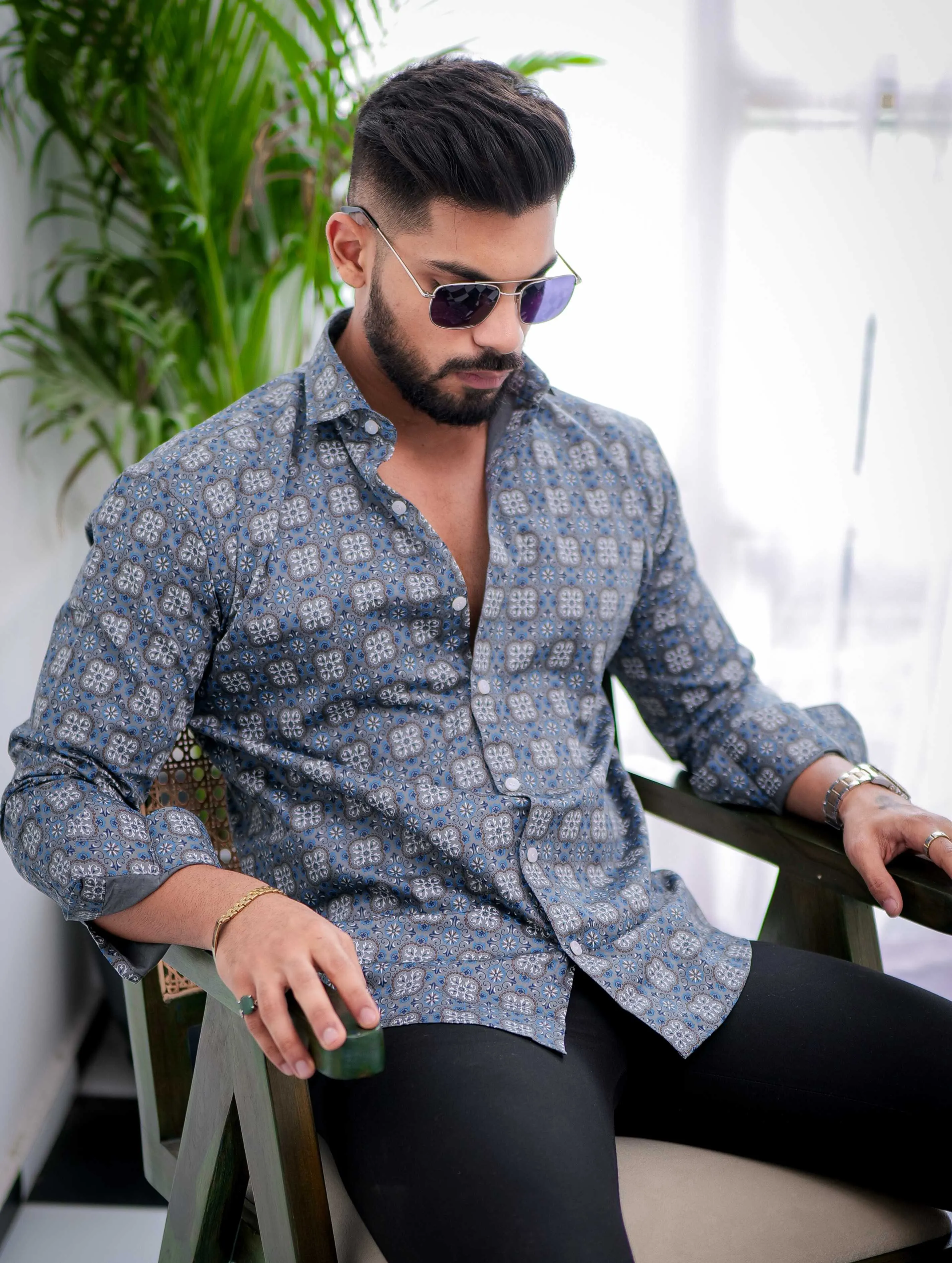 Waikawa Gray Satin Print Premium Shirt