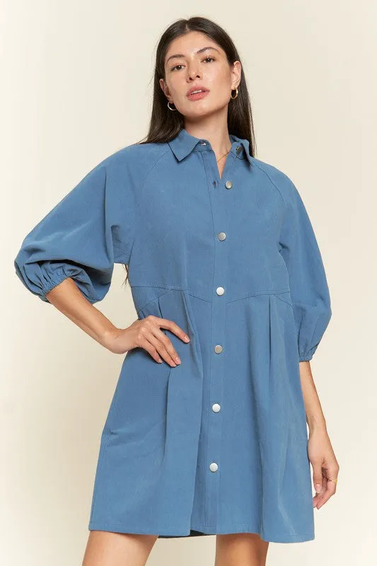 Washed denim style dress