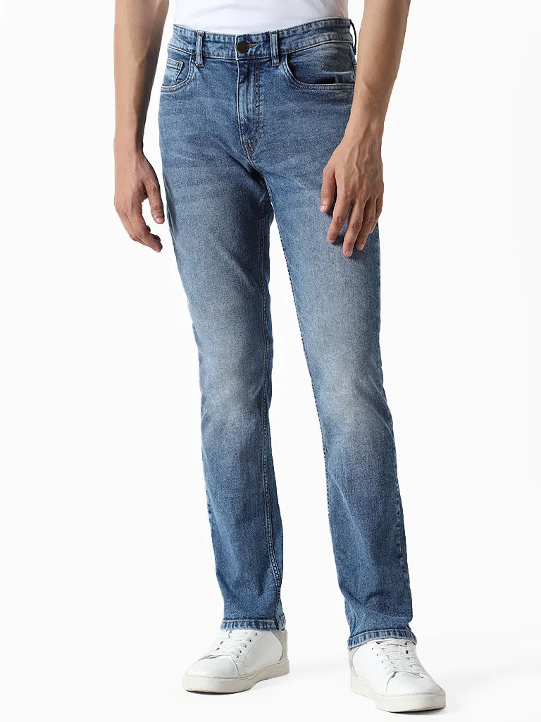 WES Casuals Blue Slim - Fit Denim Mid - Rise Jeans