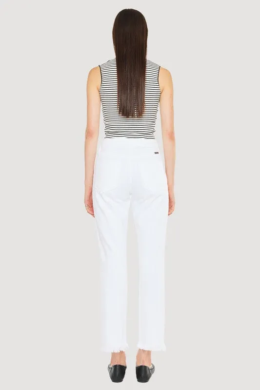 White High Rise Straight Jeans