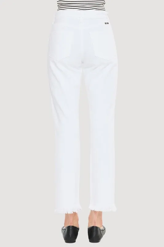 White High Rise Straight Jeans