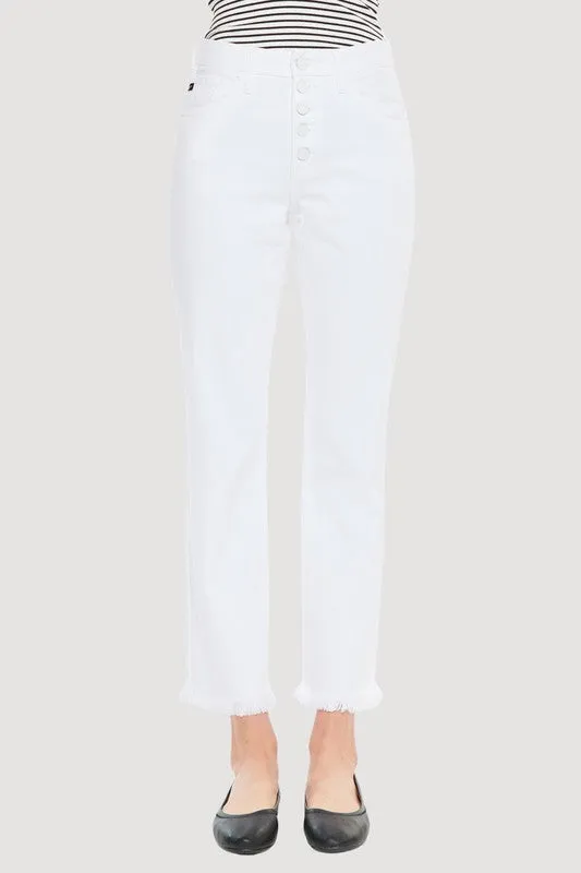 White High Rise Straight Jeans