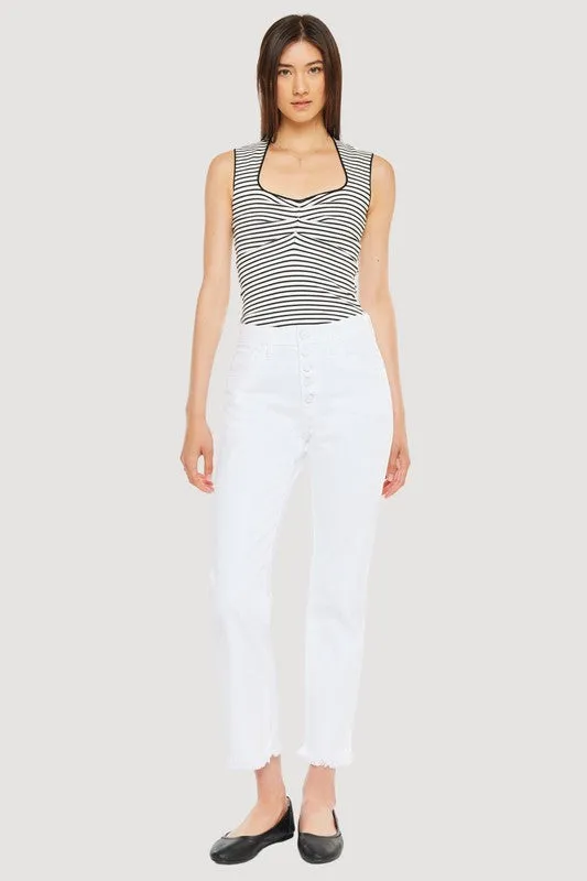 White High Rise Straight Jeans