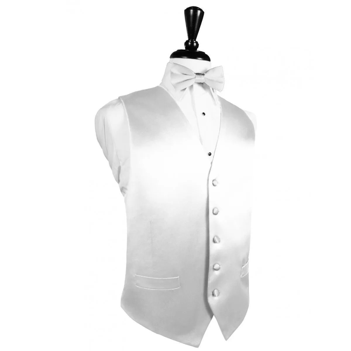 White Noble Silk Full Back Tuxedo Vest by Cristoforo Cardi