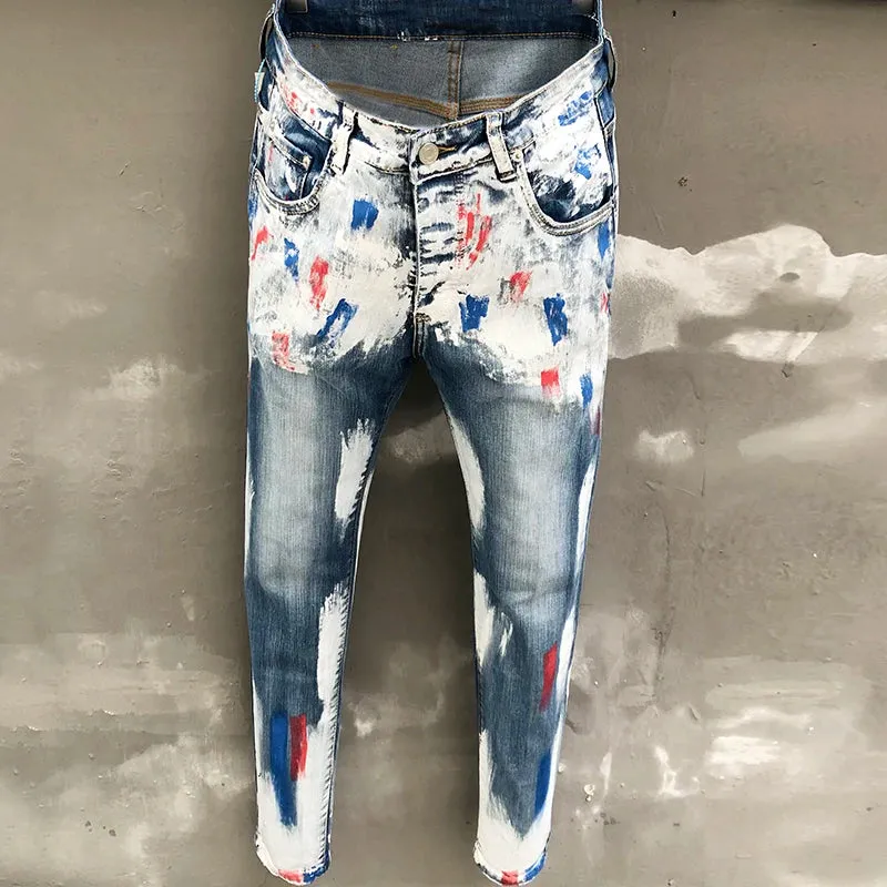 White Splashed Ink Decoration Jeans