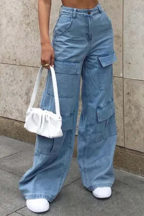 Wide Leg Knee Pocketed Jeans - Culture Heaven Special