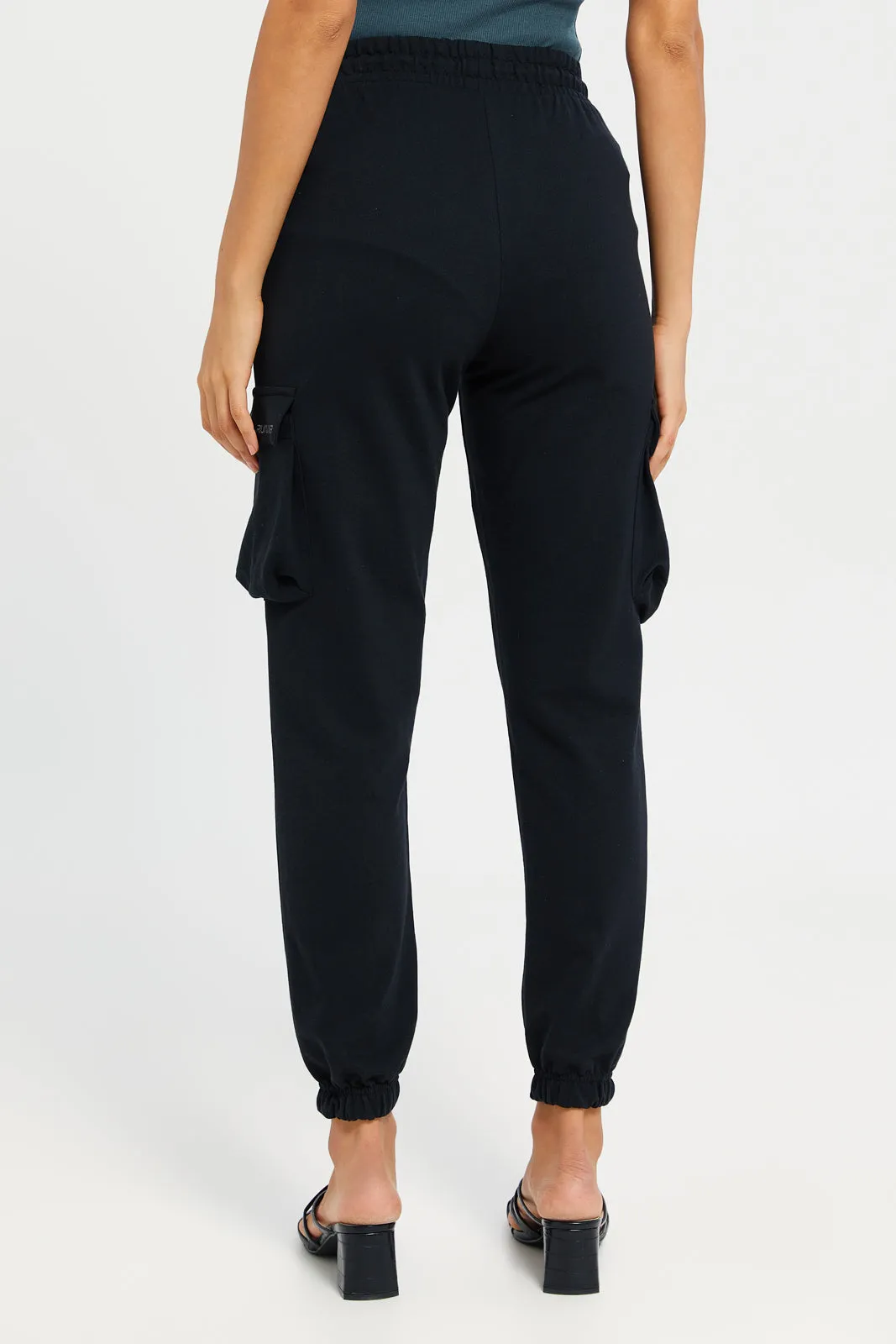 Women Black Jogger With Utility Pockets