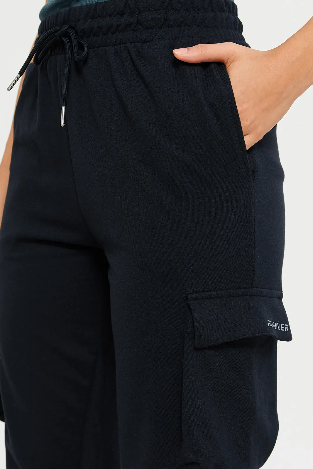 Women Black Jogger With Utility Pockets