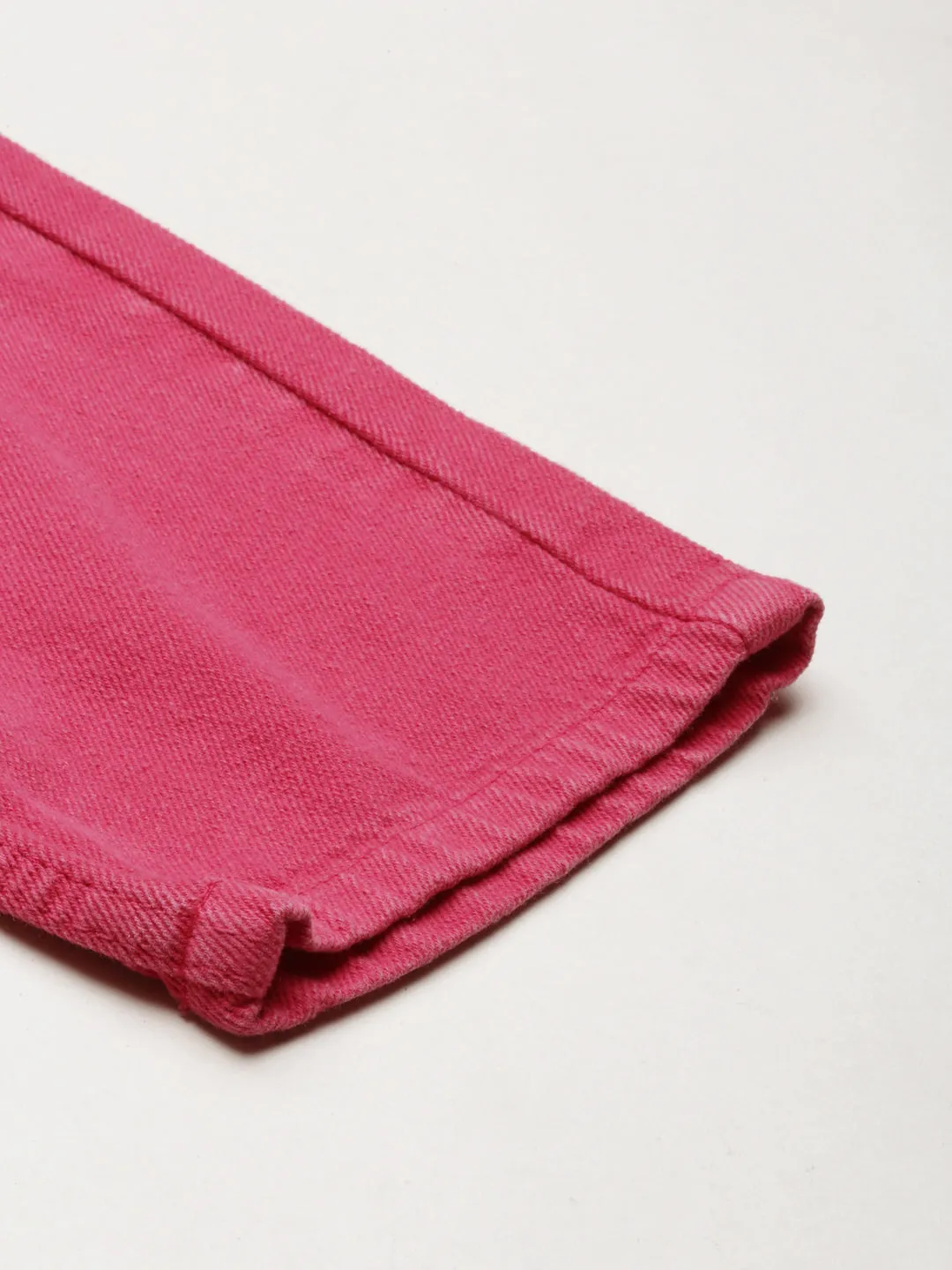 Women Fuchsia Solid Regular Fit Denim Jeans