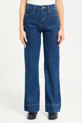 Women Navy High Waisted Denim Jeans