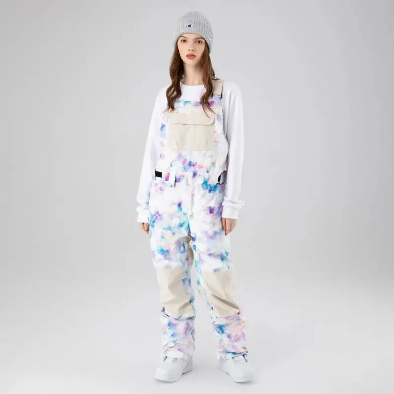 Women Tie Dye Ski Overall Bib Pants