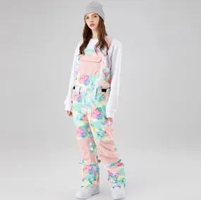 Women Tie Dye Ski Overall Bib Pants