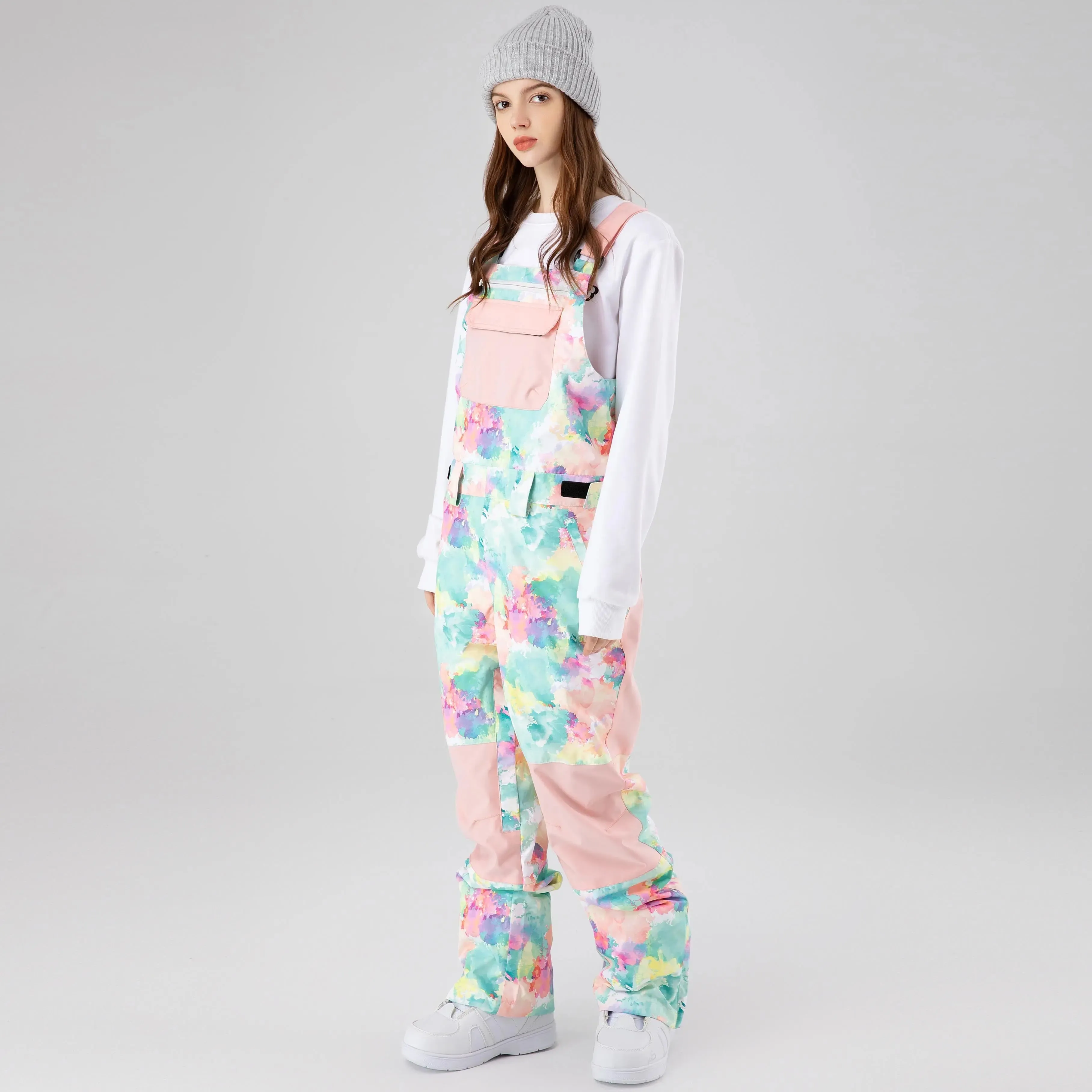 Women Tie Dye Ski Overall Bib Pants