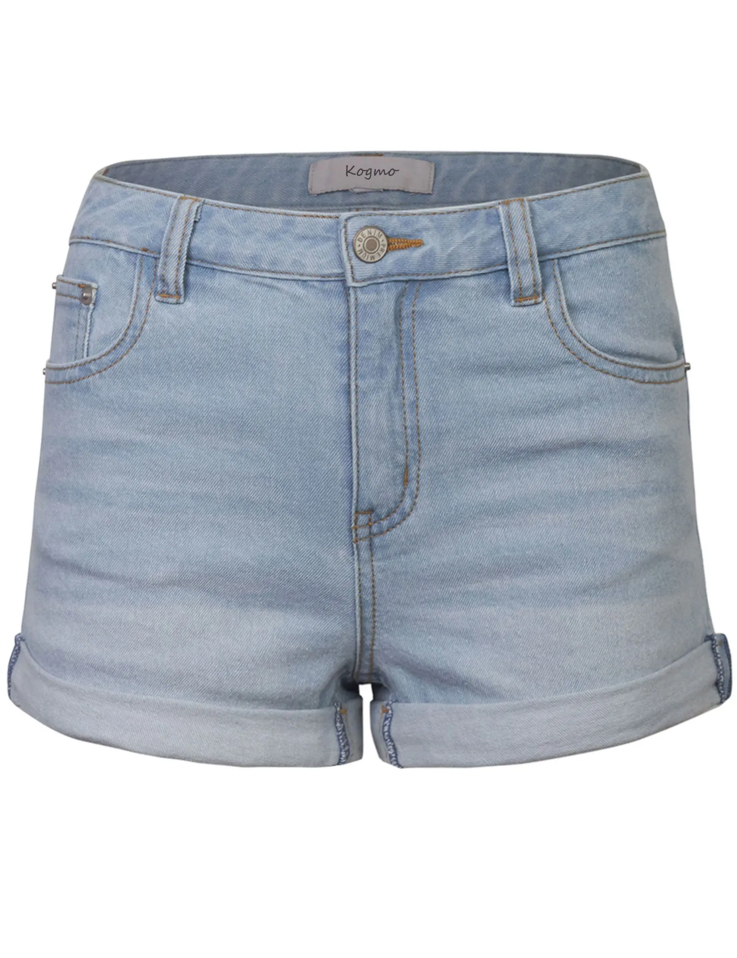 Women's Classic Light Washed Denim Shorts Double Folded Hem