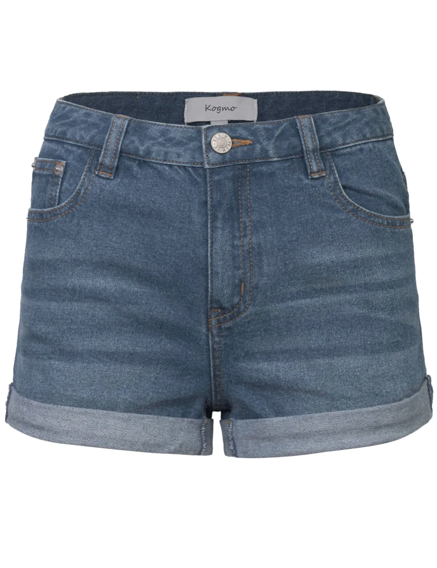 Women's Classic Light Washed Denim Shorts Double Folded Hem