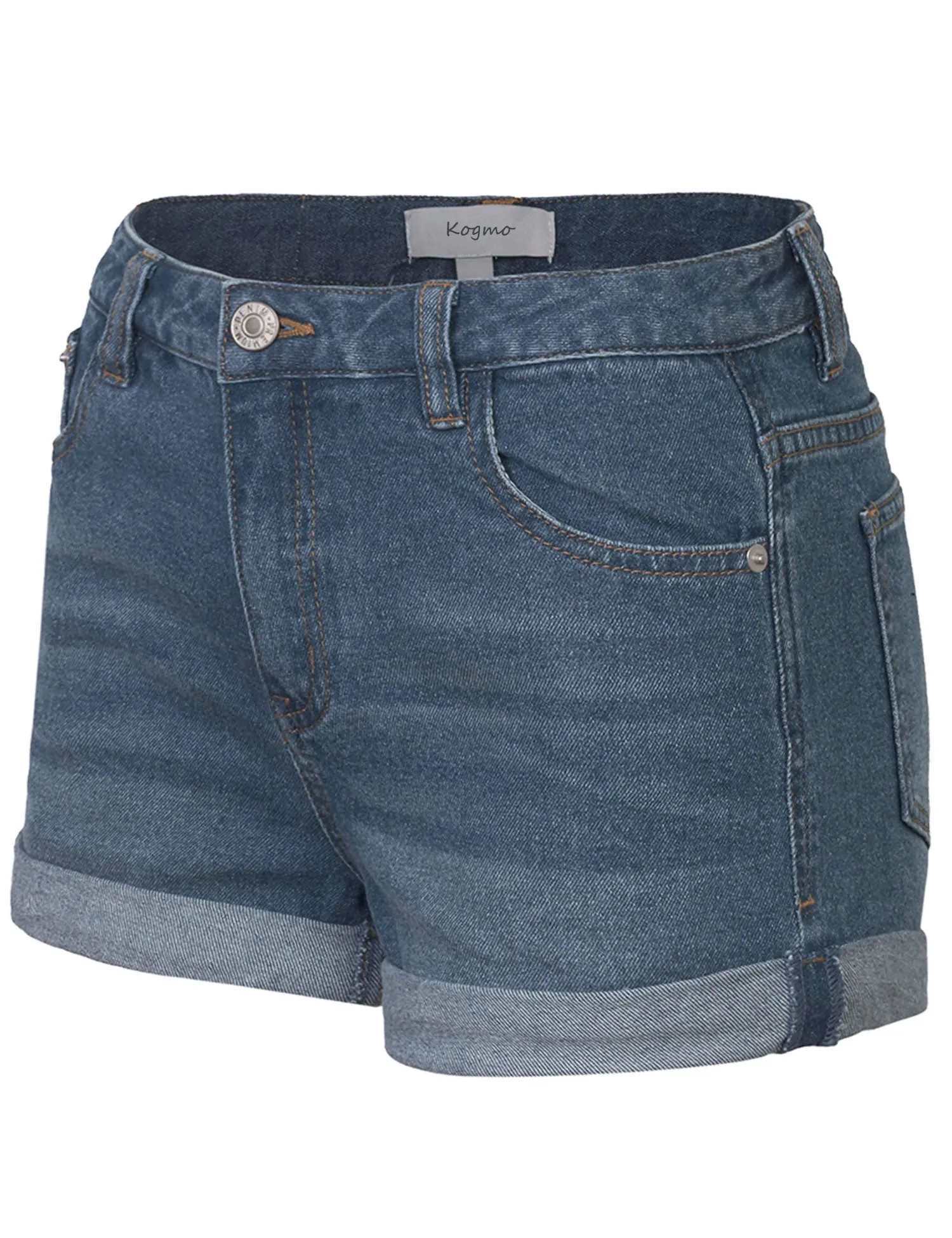 Women's Classic Light Washed Denim Shorts Double Folded Hem