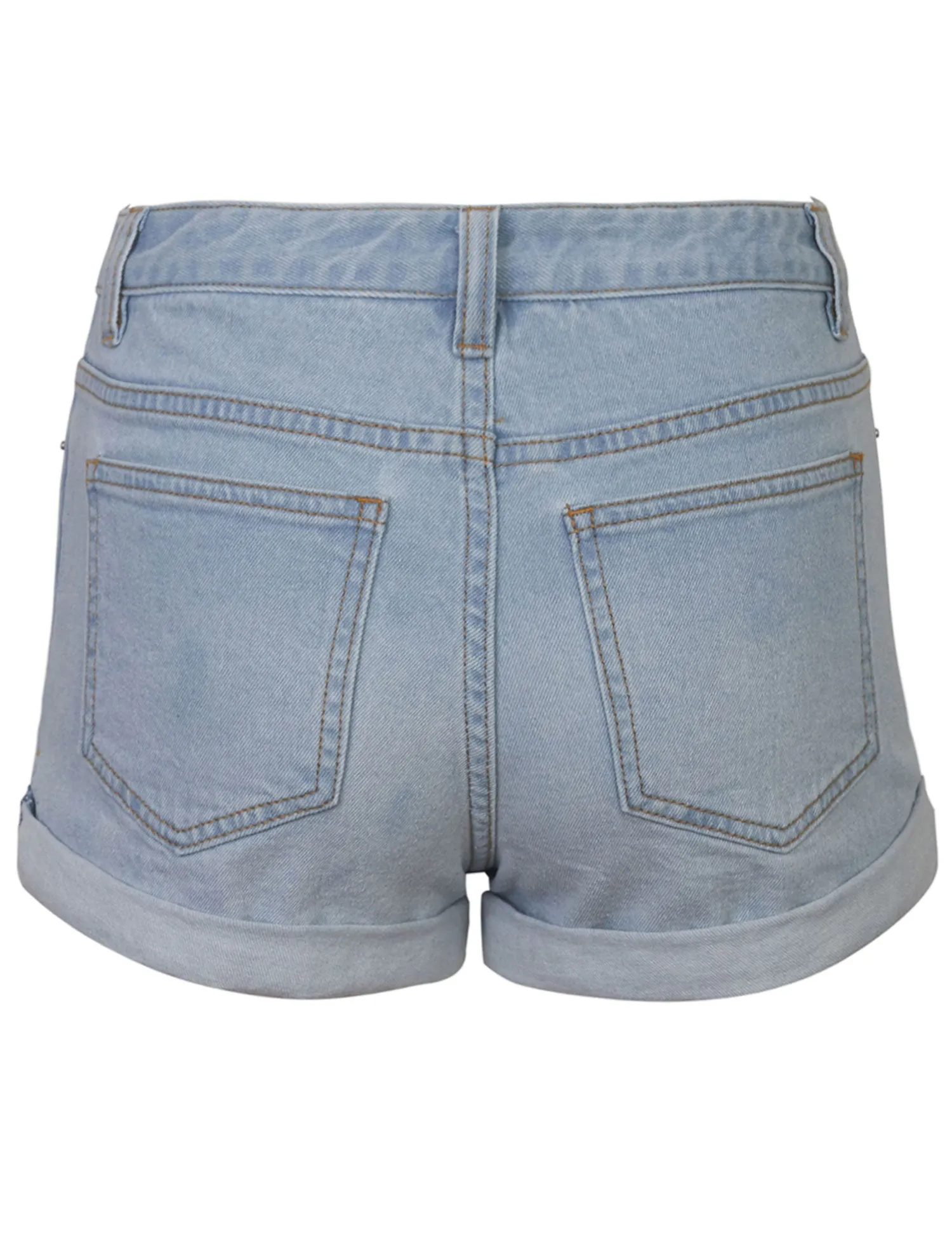 Women's Classic Light Washed Denim Shorts Double Folded Hem