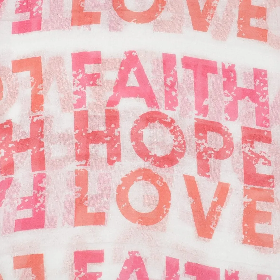 Womens Sheer Summer Scarf Pink Love Hope Faith Print