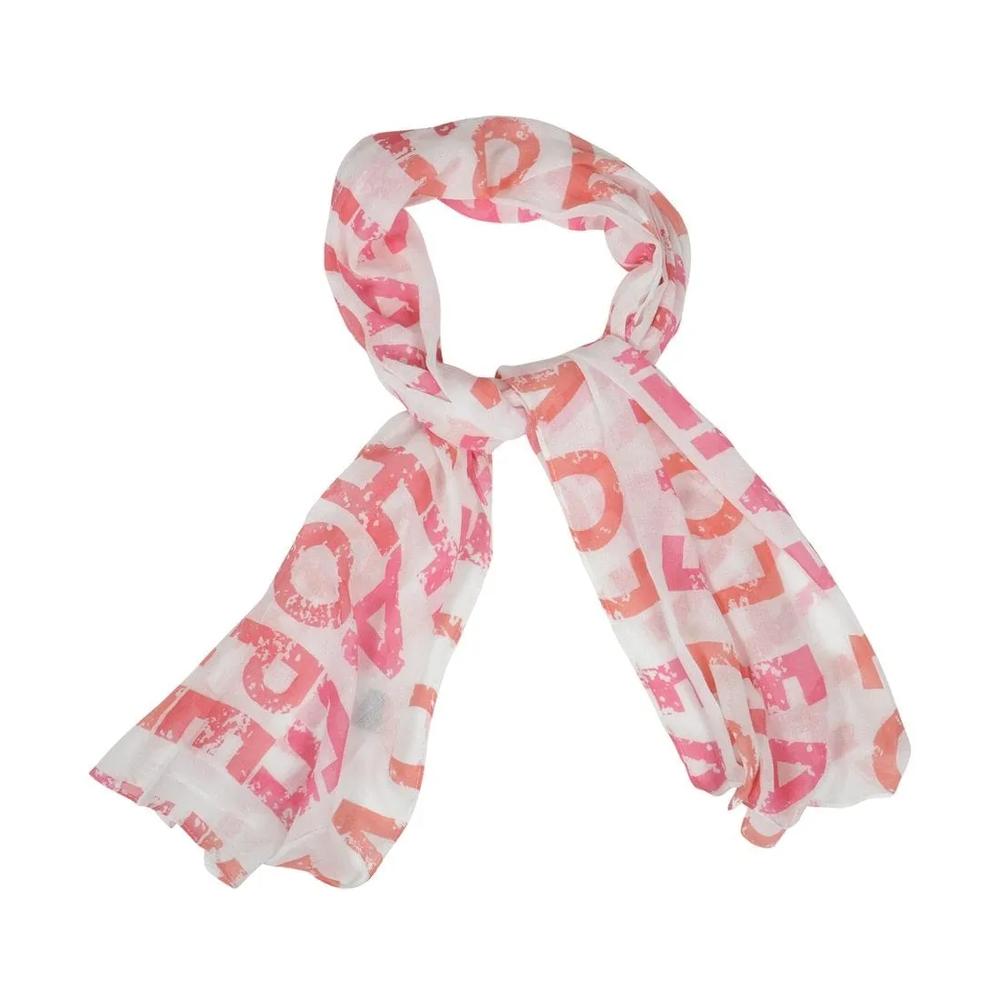 Womens Sheer Summer Scarf Pink Love Hope Faith Print