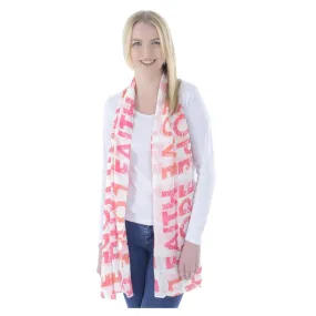 Womens Sheer Summer Scarf Pink Love Hope Faith Print