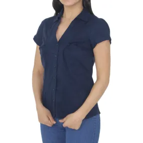 Women's V-Neck Solid Shirt,Navy